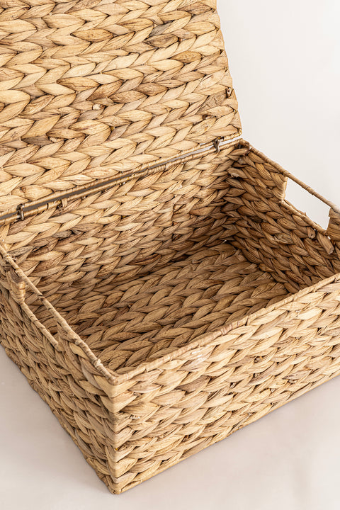 Koza Home Meander Water Hyacinth Rectangular Lidded Basket Set of 3 5111 Single