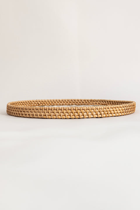 Koza Home Meander 35x3 cm Pearl Rattan Tray & Wall Decor 5083 35 x 3