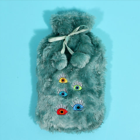 Biggdesign My Eyes On You Turquoise Hot Water Bottle