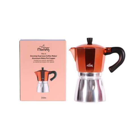 Any Morning Stovetop Espresso Aluminum Moka Pot, 240 ml - 8 oz