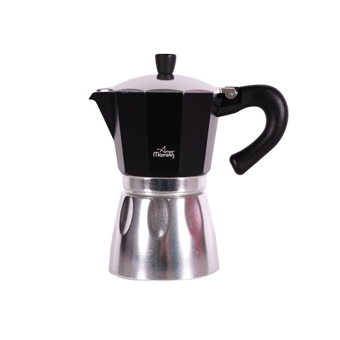 Any Morning Stovetop Espresso Aluminum Moka Pot, Black, 240 ml - 8 oz