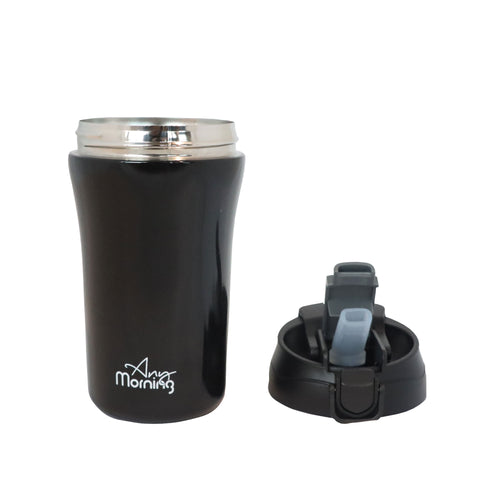 Any Morning SI232021 Two Mouth Travel Mug, 14 oz, Black