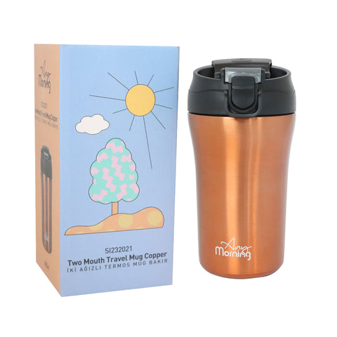 Any Morning SI232021 Two Mouth Travel Mug, 14 oz, Copper