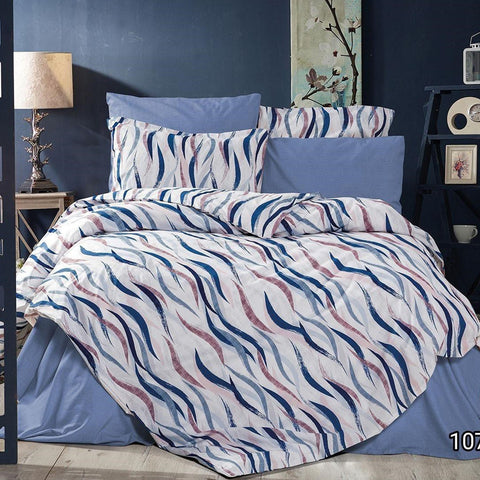 Keep London Home Series 325 Natural Cotton(Doğal Pamuk) Tek Kişilik Nevresim Takımı-Mavi