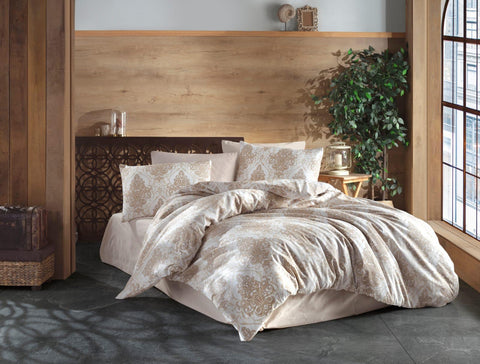 Keep London Home Series 335 Natural Cotton Single Duvet Cover Set-Pudra