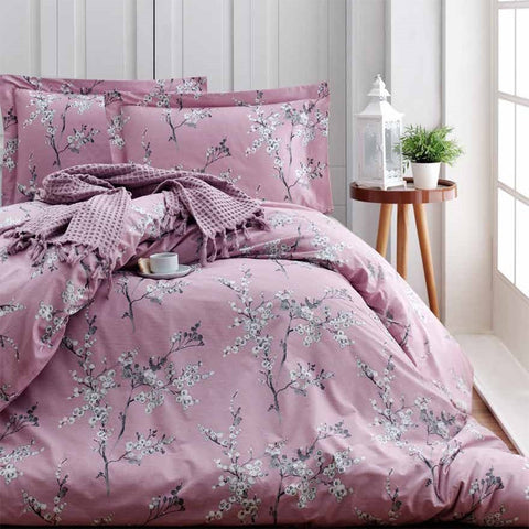 Keep London Dried Rose Poplin Double Duvet Cover Set