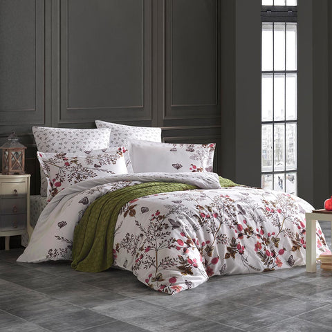 Keep London Cherry Poplin Double Duvet Cover Set