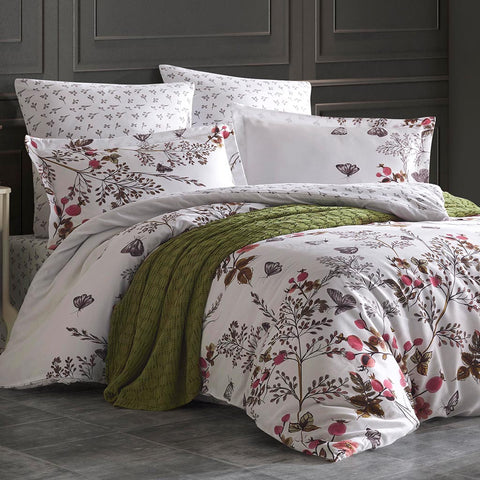 Keep London Cherry Poplin Double Duvet Cover Set