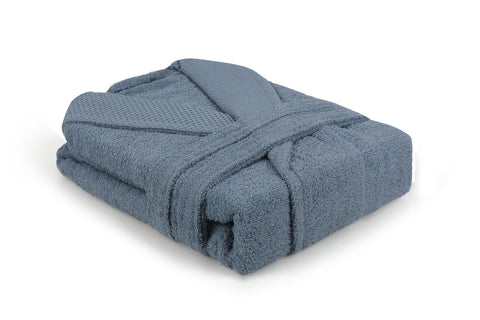 Keep London Shawl Collar Bathrobe Indigo Blue