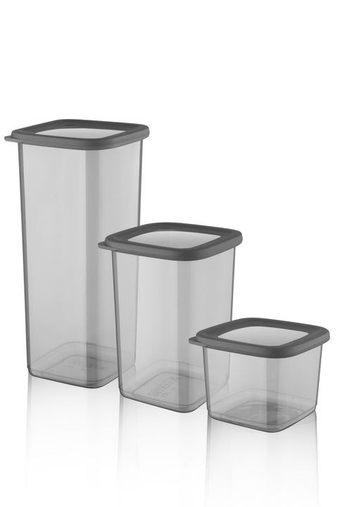Keep London Kitchen Grey Square Safekeeping Kare PPF 6'lı Gri Saklama Kabı Seti