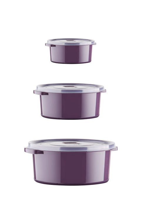 Keep London Kitchen Purple MIKROWAVE & DEEPFREEZER Circular Safekeeping, PPF Saklama Kabı Seti 6'lı