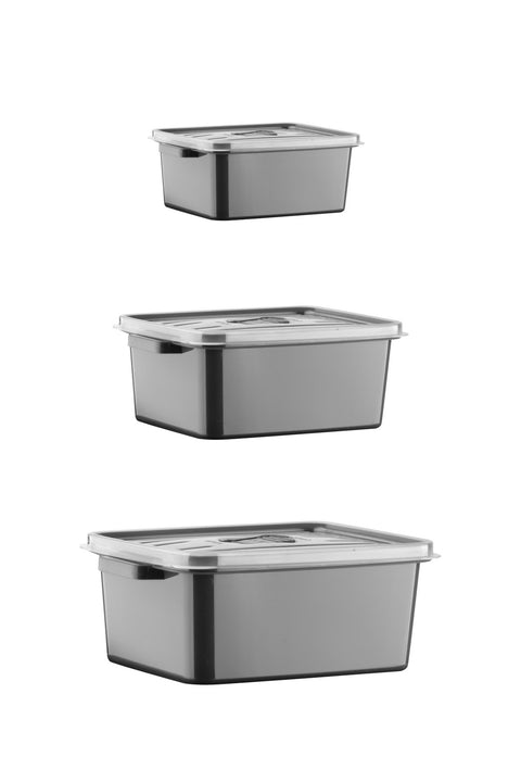 Keep London Kitchen Black MIKROWAVE & DEEPFREEZER RECTANGLE Safekeeping, PPF  Dikdörtgen Saklama Kabı Seti 6'lı
