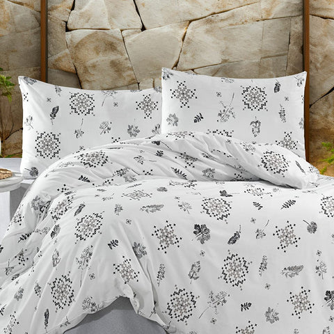 Keep London Home Series 307 Natural Cotton(Doğal Pamuk) Tek Kişilik Nevresim Takımı-Gri