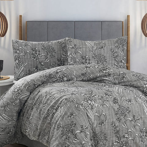 Keep London Home Series 310 Natural Cotton(Doğal Pamuk) Çift Kişilik Nevresim Takımı-Gri