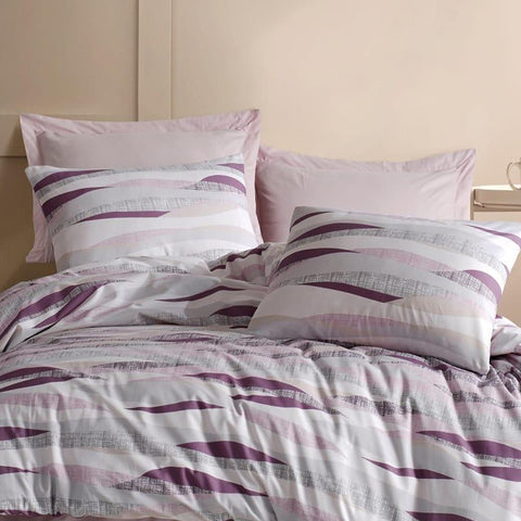 Keep London Home Series 323 Natural Cotton(Doğal Pamuk) Tek Kişilik Nevresim Takımı-Lila