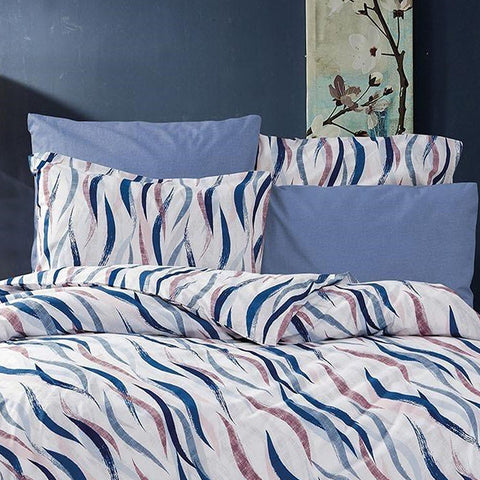 Keep London Home Series 325 Natural Cotton(Doğal Pamuk) Tek Kişilik Nevresim Takımı-Mavi