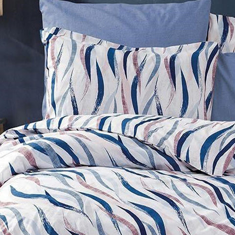 Keep London Home Series 325 Natural Cotton(Doğal Pamuk) Tek Kişilik Nevresim Takımı-Mavi