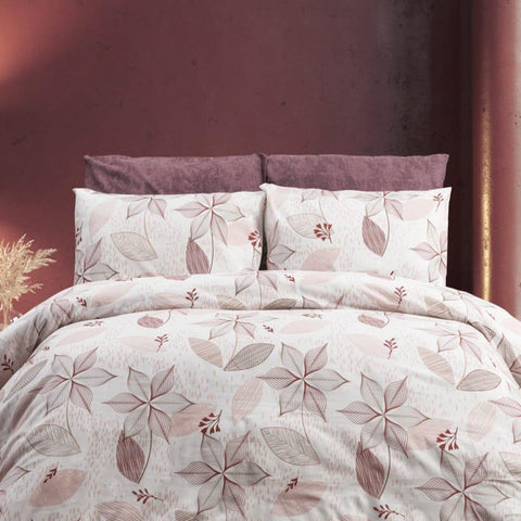Keep London Home 331 Series Natural Cotton(Doğal Pamuk) Tek Kişilik Nevresim Takımı-Pudra