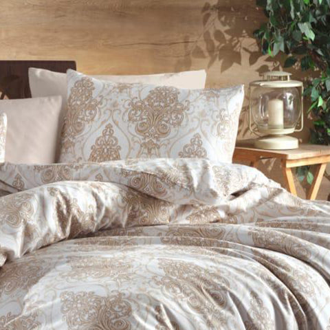 Keep London Home Series 334 Natural Cotton(Doğal Pamuk) Çift Kişilik Nevresim Takımı-Pudra