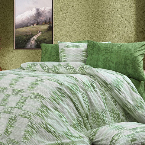 Keep London Home Series 337 Natural Cotton(Doğal Pamuk) Tek Kişilik Nevresim Takımı-Yeşil