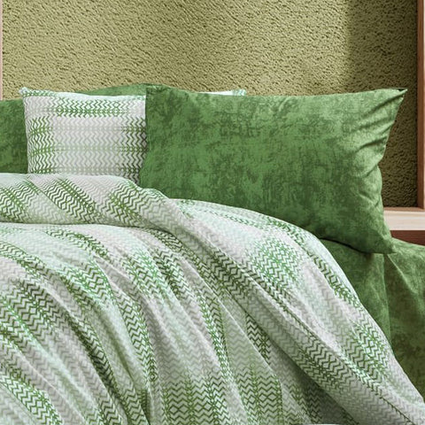 Keep London Home Series 337 Natural Cotton(Doğal Pamuk) Tek Kişilik Nevresim Takımı-Yeşil