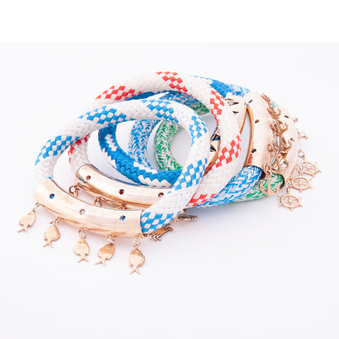 AnemosS Sail Detailed Rope Bracelet - Blue