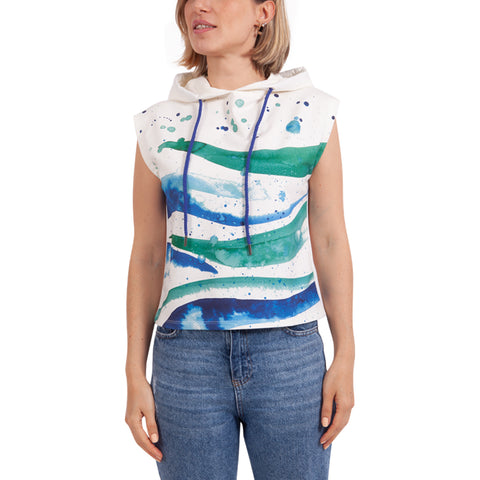 Anemoss Wave Womens Sleeveless Hoodie Sweatshirt