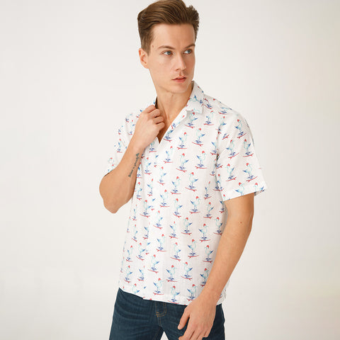 AnemosS Sailor Seagull Patterned Men's Shirt S