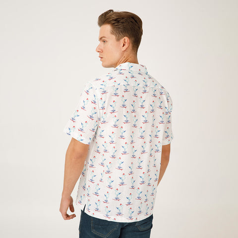 AnemosS Sailor Seagull Patterned Men's Shirt S