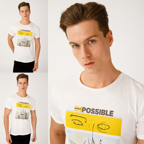 Biggdesign Faces Possible Mens Crew Neck T-Shirt