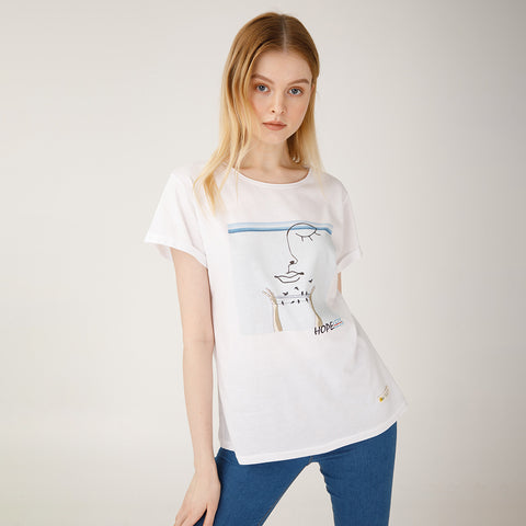 Biggdesign Faces Hope Womens Crew Neck T-Shirt