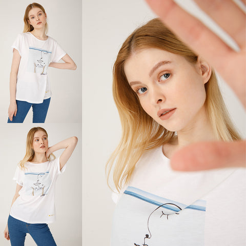 Biggdesign Faces Hope Womens Crew Neck T-Shirt