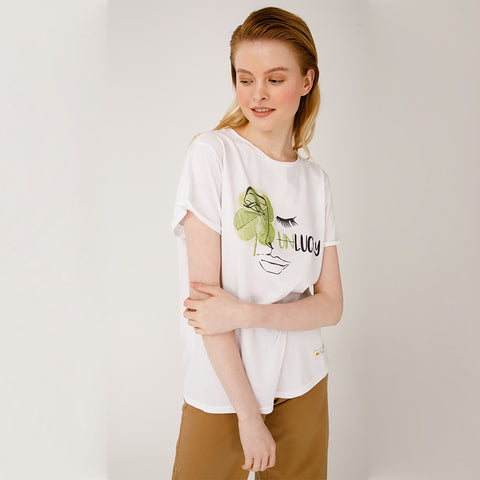 Biggdesign Faces Lucky Womens Crew Neck T-Shirt