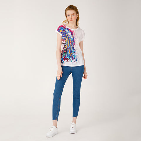 Biggdesign Blue Water Crew Neck T-Shirt