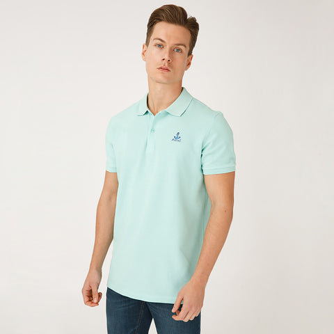 Anemoss Green Sailboat Men's Polo Collar T-Shirt, S