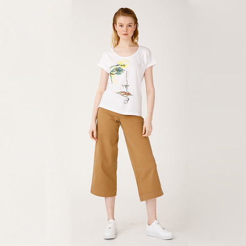 Biggdesing Green Face Womens Crew Neck T-Shirt