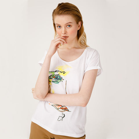 Biggdesing Green Face Womens Crew Neck T-Shirt