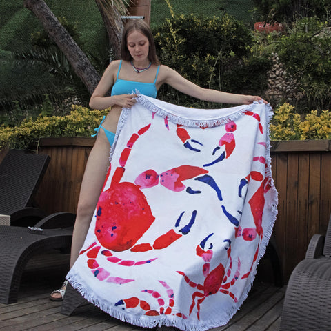 Anemoss Crab Round Beach Towel