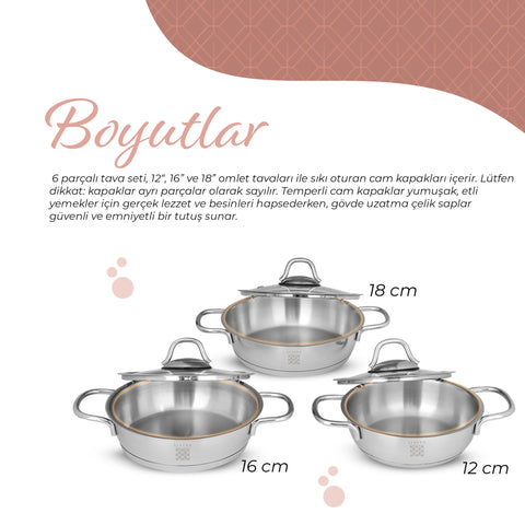 Serenk Definition 6 Pieces Stainless Steel Egg Pan Set