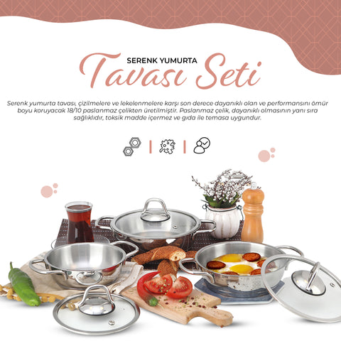 Serenk Definition 6 Pieces Stainless Steel Egg Pan Set