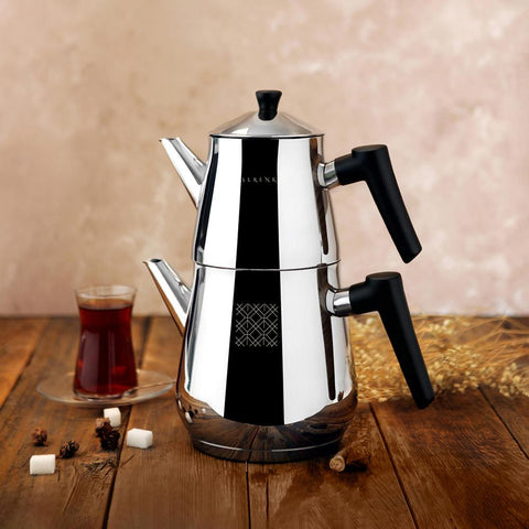 Serenk Definition Stainless Steel Tea Pot Set Black