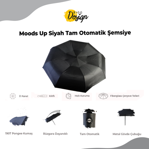 Biggdesign Moods Up Black Fully Automatic Umbrella