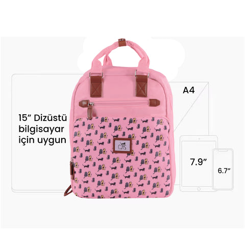 Biggdesign Cats Laptop Backpack, Pink