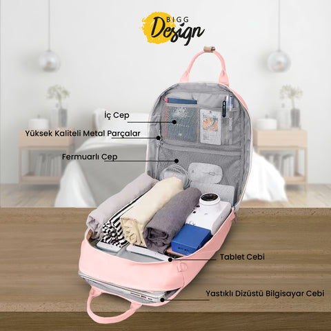 Biggdesign Cats Laptop Backpack, Pink