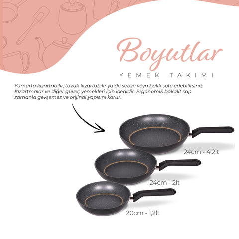 Serenk Excellence 3 Pieces Granite Pan Set