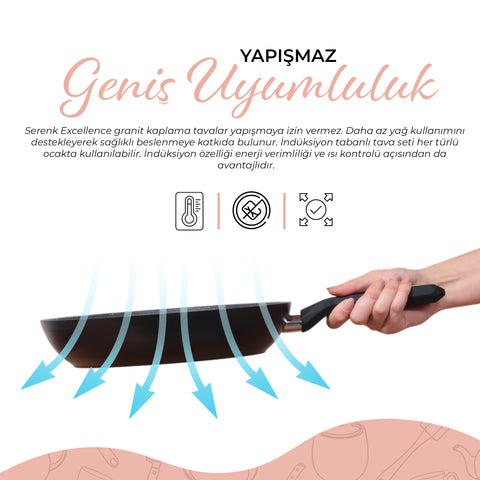 Serenk Excellence 3 Pieces Granite Pan Set