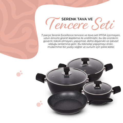 Serenk Excellence 7 Pieces Granite Pots and Pan Set