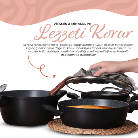 Serenk Excellence 7 Pieces Granite Pots and Pan Set