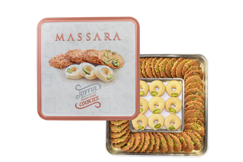 Massara Joyful White Butter Crunchy Sesame Cookies (Metal Packaging) 400 g