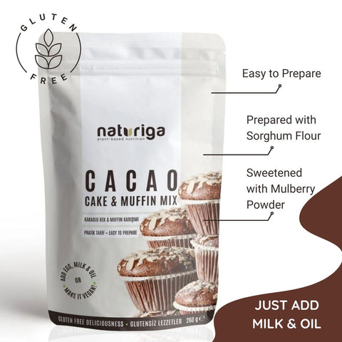 Naturiga Gluten Free Cacao Cake Mix (260 Gr)